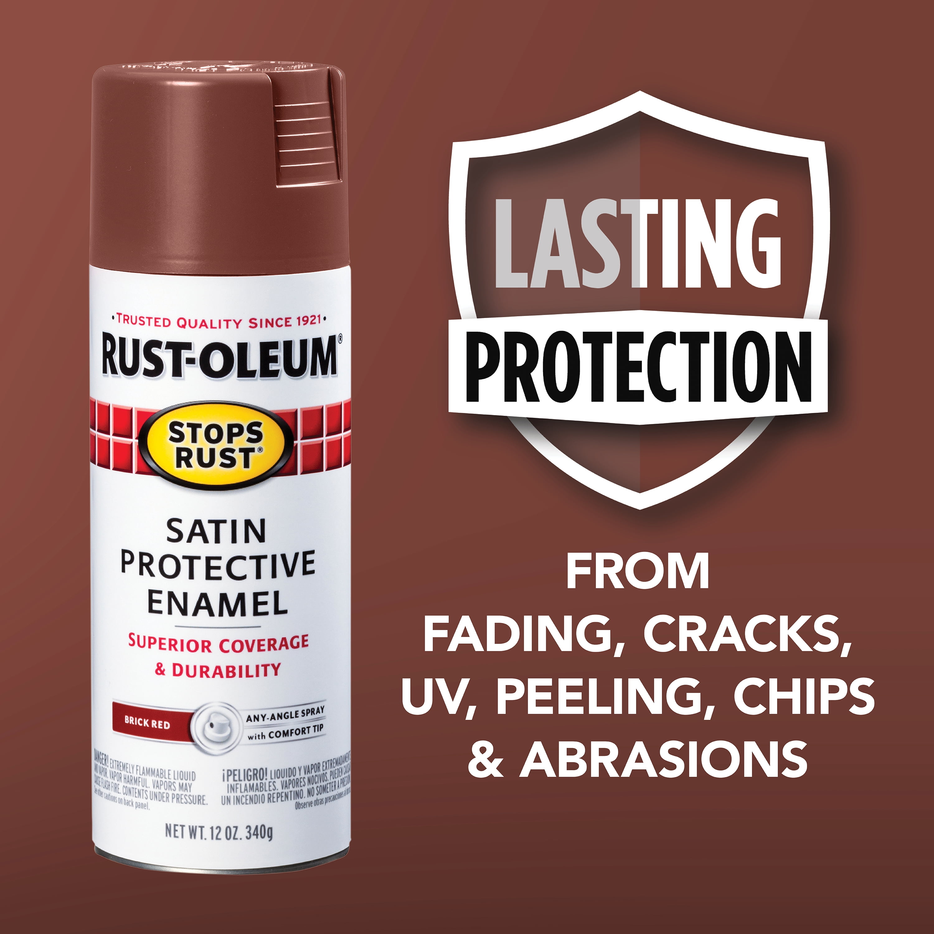Brick Red, Rust-Oleum Stops Rust Protective Enamel Satin Spray