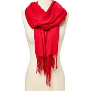 Brick Red Solid Scarfs for Women Fashion Warm Neck Womens Winter Scarves Casual Pashmina Silk Blend Scarf Wrap with Fringes for Ladies Girls by Oussum