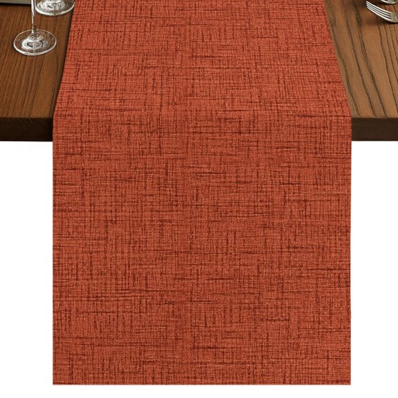 Brick Red Solid Table Runner 48 Inches Long, Minimalist Cloth Rust Grain Linen Texture Cotton Linen Dining Table Runner Dresser Scarves for Home Kitchen Party Decor 13"x48"