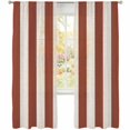 Brick Red Stripe Sheer Curtains 84 Inch Long 2 Panels Minimalist ...