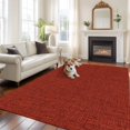Brick Red Washable Area Rug 8x10 Rustic Country Red Plain Woven Texture ...