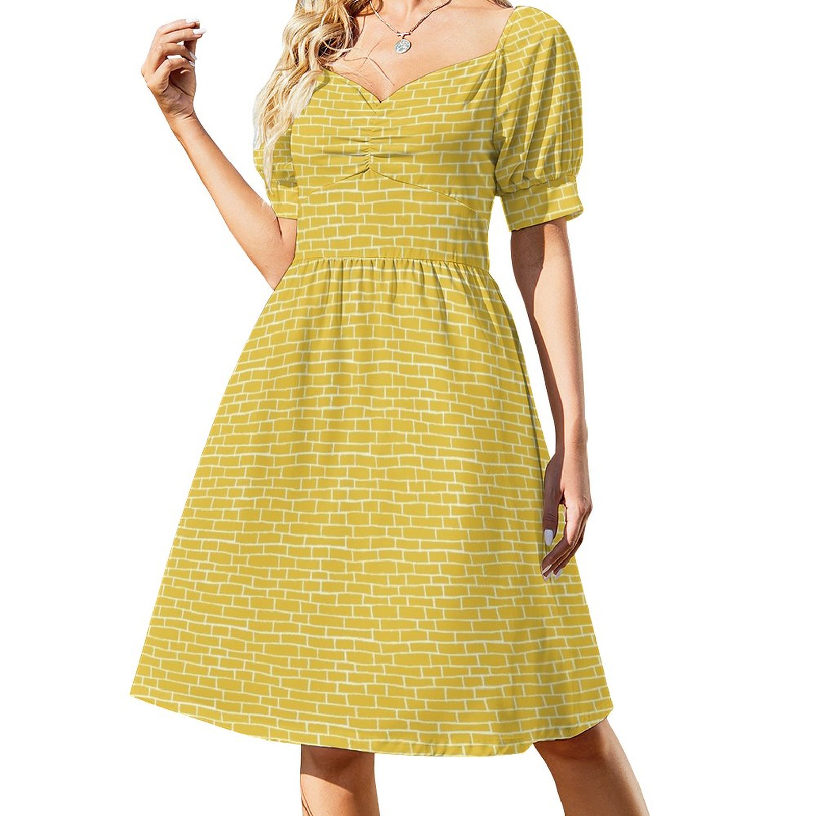 Brick Road Yellow and white Dress elegant dress dress evening dresses — free download