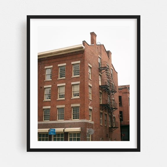 Brick, Rochester - Rochester New York Photography Architecture Vintage City Street Photography Black Framed Wall Art Print 9 x 12 inches