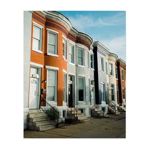 Brick Row-homes, Baltimore - Baltimore Maryland Photography Architecture Cityscape Street Photography City Unframed Wall Art Print 6 x 8 inches