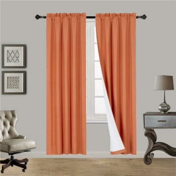 Brick Rust R64 1 panel solid lined foam backing blackout window curtain treatment drape rod pocket matte smooth fabric 37"wide x108"long