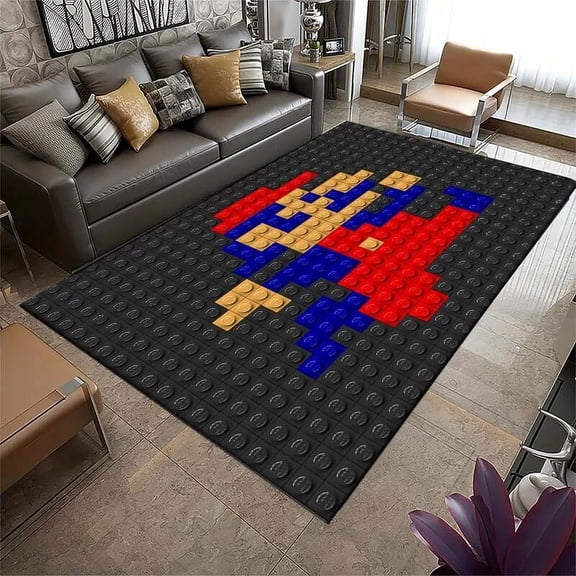 Brick Show LEG0- Blocks Pattern 3D Printing Area Rug Carpet for Living Room Bedroom Sofa Decor Kid Play Non-slip Floor Mat GIFT