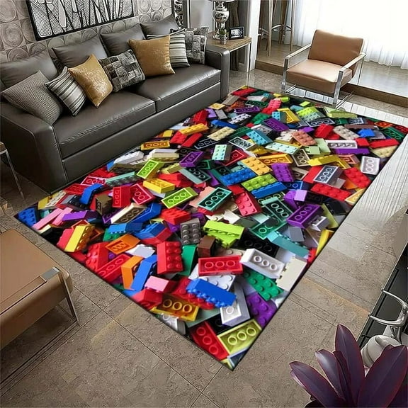 Brick Show LEG0- Blocks Pattern 3D Printing Area Rug Carpet for Living Room Bedroom Sofa Decor Kid Play Non-slip Floor Mat GIFT