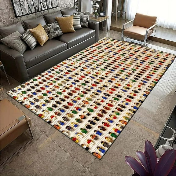 Brick Show LEG0- Blocks Pattern 3D Printing Area Rug Carpet for Living Room Bedroom Sofa Decor Kid Play Non-slip Floor Mat GIFT