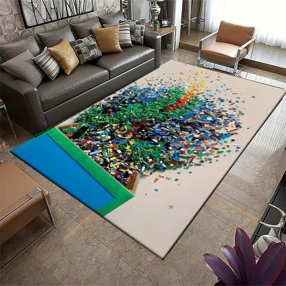 Brick Show LEG0- Blocks Pattern 3D Printing Area Rug Carpet for Living Room Bedroom Sofa Decor Kid Play Non-slip Floor Mat GIFT