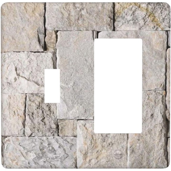 Brick Stone Ancient Light Switch Cover Plate, 1 Toggle 1 Rocker Combination, Decorative Wall Plate