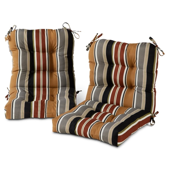 Greendale Home Fashions Outdoor Tufted 42'' x 21'' Chair Cushion, Set of 2, Brick Stripe
