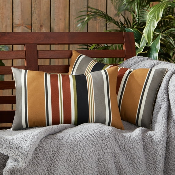 Brick Stripe Outdoor Rectangle Throw Pillow (2-pack)