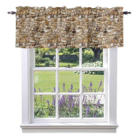 Brick Valance Curtain Abstract Multi Colored Brick Wall Photo Window Valances Rod Pocket Short Curtains Window Treatments for Kitchen Bedroom Bathroom Laundry 42" x 12"