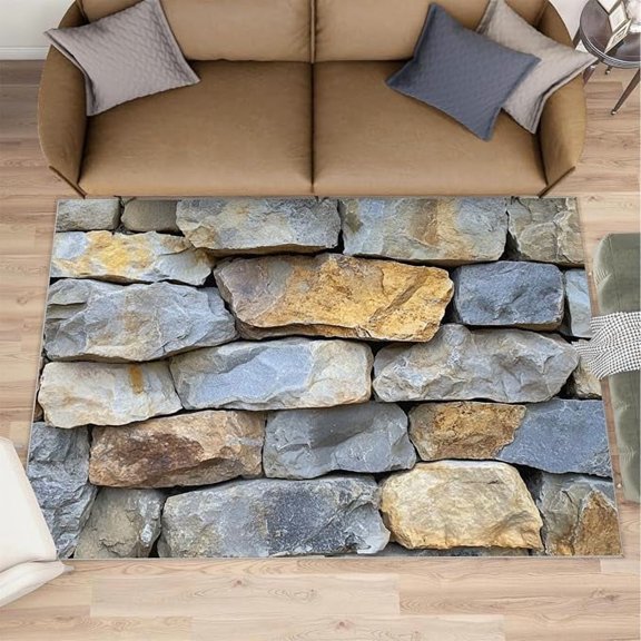 Brick Wall Area Rugs for Living Room Bedroom, Brickwall Area Rugs, Modern Carpet, Non-Slip Carpet, Rock Home Decor & Gifts-1x2ft