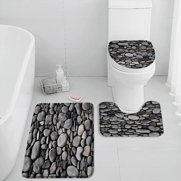 Brick Wall Bath Mat Set Red Beicks Stone Wall Vintage Bathroom Decorations Retro Bathtub Rug Home Carpet Toilet Lid Cover