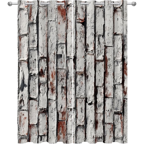 Brick Wall Blackout Curtains, Rustic Distressed Brick Pattern Window Drapes for Bedroom Living Room Kitchen, Thermal Insulated Grommet Room Darkening Curtains 26"W x 45"L (2 Pack)