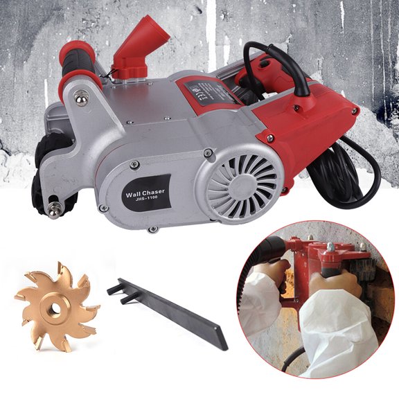 Brick Wall Chaser, Wall Grooving Machine, 1100W Light Brick Slotting and Chasing Tool, Adjustable Depth 15-30mm, for Concrete, Plaster, Mortar Removal, Construction, Renovation, Durable Aluminum