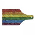 thumbnail image 1 of Brick Wall Cutting Board, Flag of Gay Pride Movement Painted on Brick Wall Rainbow Colored Illustration, Decorative Tempered Glass Cutting and Serving Board, in 3 Sizes, by Ambesonne, 1 of 2