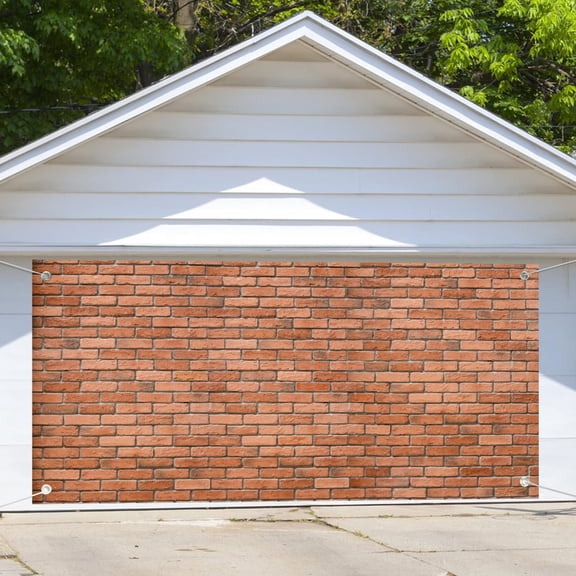 Brick Wall Garage Door Cover 16 x 7 ft, Vintage Stone Brick Background Retro Indoor Outdoor Banner, Farmhouse Garage Door Backdrop Birthday Party Supplies Decoration