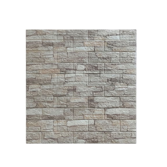 Brick Wall Panels, PeelandStick Wall Panels, 36X12 In, 3D Foam, Moisture Blocking, Basement Remodel, Warm Tan, 3 Pc, PeelandStick Brick Wallpaper