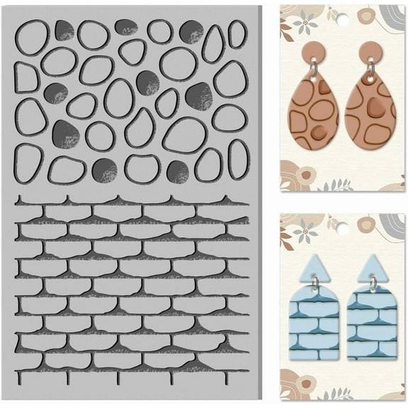 Brick Wall Pattern Clay Texture Mat Clay Modeling Pattern Pad Pebbles Texture Sheets for Polymer Clay Making Earrings Jewerly Tools 42.6inch Multi-color