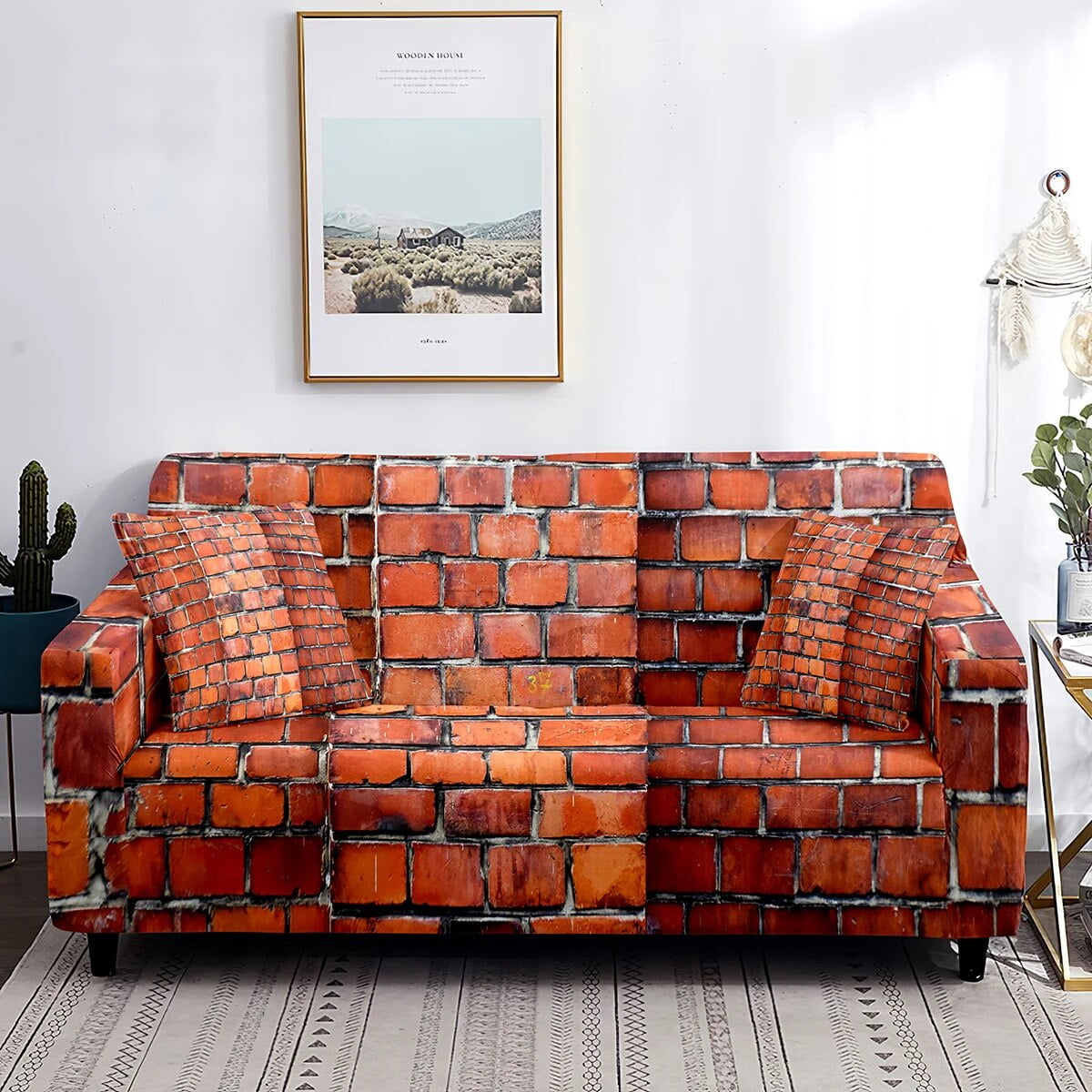 Brick Wall Pattern Elastic Sofa Cover AllInclusive Printed Sofa