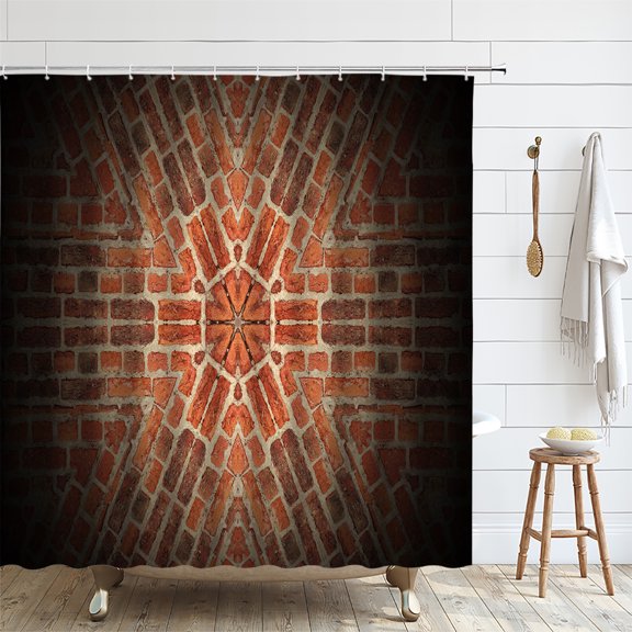 Brick Wall Shower Curtain Mandala Boho Geometry Garden Background Screen Polyester Cloth B