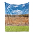 thumbnail image 1 of Brick Wall Soft Flannel Fleece Throw Blanket, Horizontal Brick Wall Field Dramatic Achitecture Landmark Urban Print, Cozy Plush for Indoor and Outdoor Use, 70" x 90", Red Green, by Ambesonne, 1 of 5