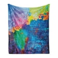 thumbnail image 1 of Brick Wall Soft Flannel Fleece Throw Blanket, Vibrant Colored Graffiti Sprayed Wall Facade of an Urban Concrete Structure, Cozy Plush for Indoor and Outdoor Use, 50" x 60", Multicolor, by Ambesonne, 1 of 5