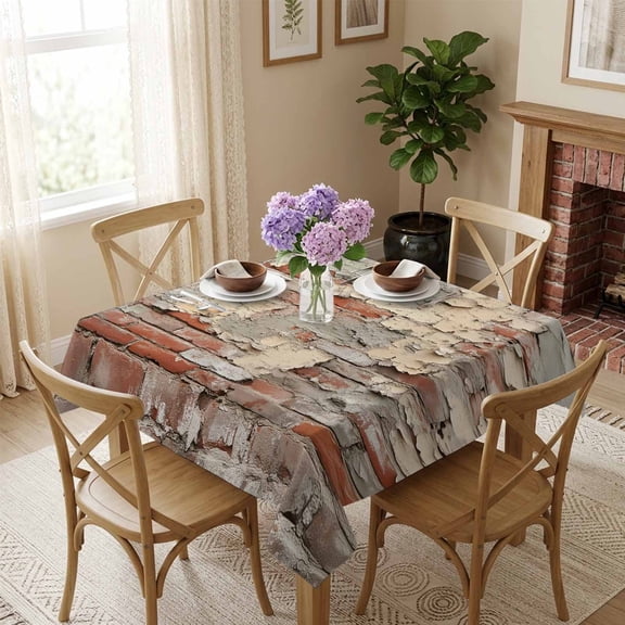 Brick Wall Square Tablecloth 54x54 Inch Retro Style Waterproof Polyester Tablecloth for Dining Table, Washable Table Cover for Kitchen Dining Room Wedding Decoration,Stain Resistant