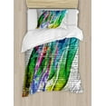 thumbnail image 1 of Brick Wall Twin Size Duvet Cover Set, Colorful Grunge Scribbled Drawing on Surface Town Counter Culture Artisan Icon, Decorative 2 Piece Bedding Set with 1 Pillow Sham, Multicolor, by Ambesonne, 1 of 3