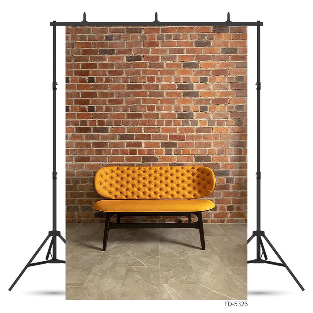 Brick Wall Yellow Sofa Photography Background Customized Backdrop for ...