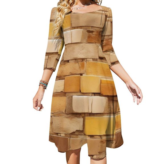 Brick in The Wall Women's Fall Dresses Casual Loose Flowy Swing Shift Dress