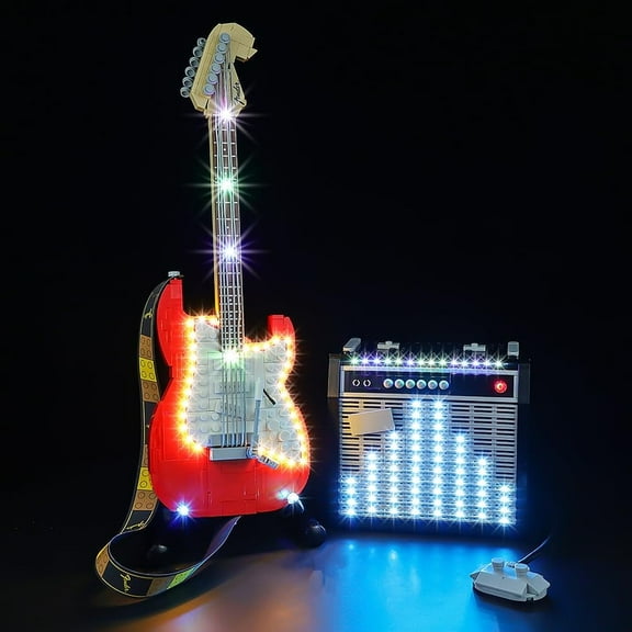 BrickSoul Led Light Kit Compatible with Lego Ideas Fender Stratocaster 21329 Guitar Building Kit - No Model(Classic Version)