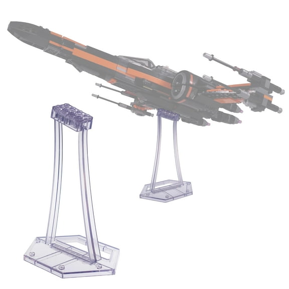 BrickVisions Display Stand for LEGO 75393 9493 75273 75301 75102 75218 X-wing Starfighter, 75347 TIE Bomber, 75316 Mandalorian Starfighter Kit, Angle Display, Plastic Transparent Display Stand only.