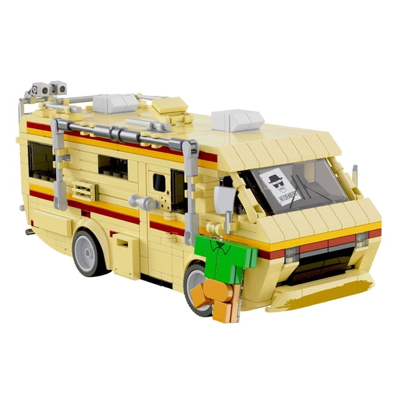 Brickcraft Breaking Bad Walter Whites RV Building Kit (477-Piece Set), Rolling Camper Van with Secret Lab Interior, TV Show Collectible