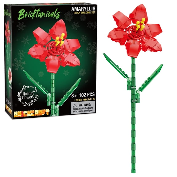 Brickcraft Bricktanicals Amaryllis Brick Building Kit (102-Plastic Piece Set), DIY Building Kit, Christmas Dcor, Holiday Gift Idea for Flower Lovers