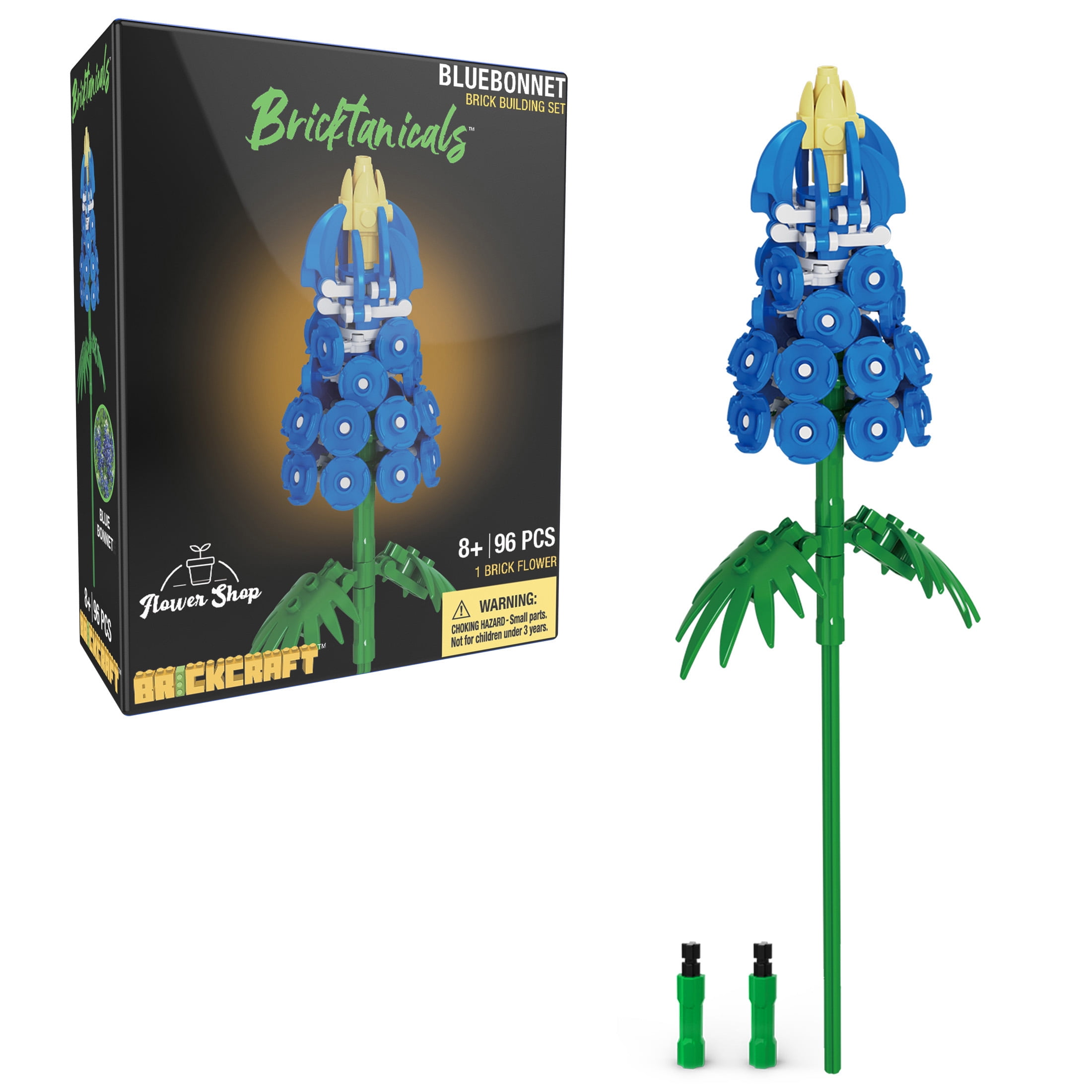 Brickcraft Bricktanicals Bluebonnet Building Kit (96-Piece Set), Artficial Flower Craft, Gift For Him and Her