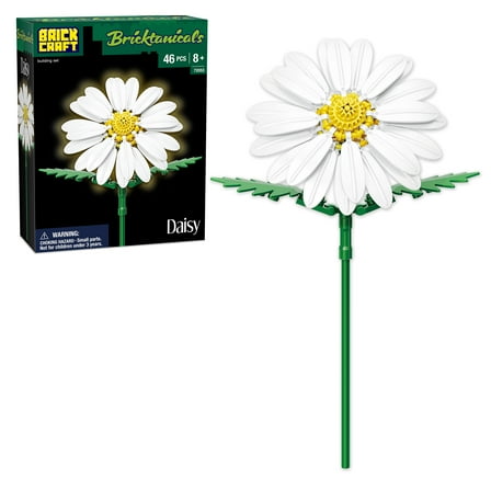 Brickcraft Bricktanicals Daisy Brick Building Decoration Set (97-Piece Set), Artificial Flower Craft Kit, Gift for Him and Her