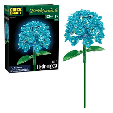 Brickcraft Bricktanicals Hydrangea Building Kit (121- Plastic Piece Set), Artificial Flower Craft, Gift for Him and Her