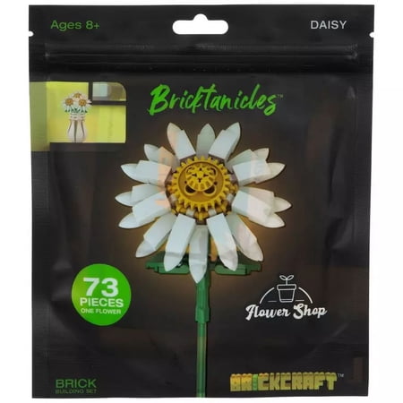 Brickcraft Bricktanicals White Daisy Building Kit (73-Piece Set), Artficial Flower Craft, Gift For Him and Her