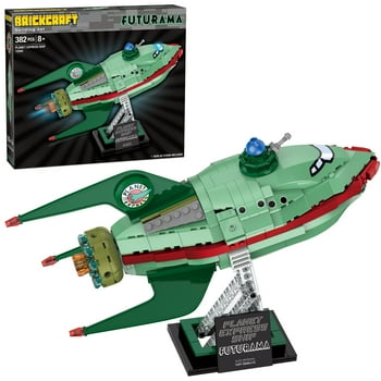 Brickcraft Futurama Planet Express Ship Brick Building Kit (382-Piece Set), Sci-Fi Collectible Display Model, Futuristic Toy Brick Set For Adults, Teens, and Fans of Animated TV