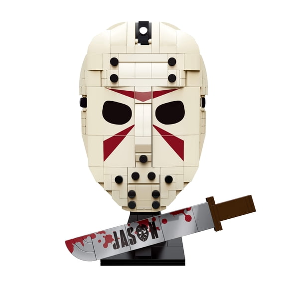 Brickcraft Jason Universe Jason's Mask Building Kit (311-Piece Set), Officially Licensed Hockey Mask with Machete, Horror Collectible Display, Gift for Horror Fans Ages 8+ - 72778