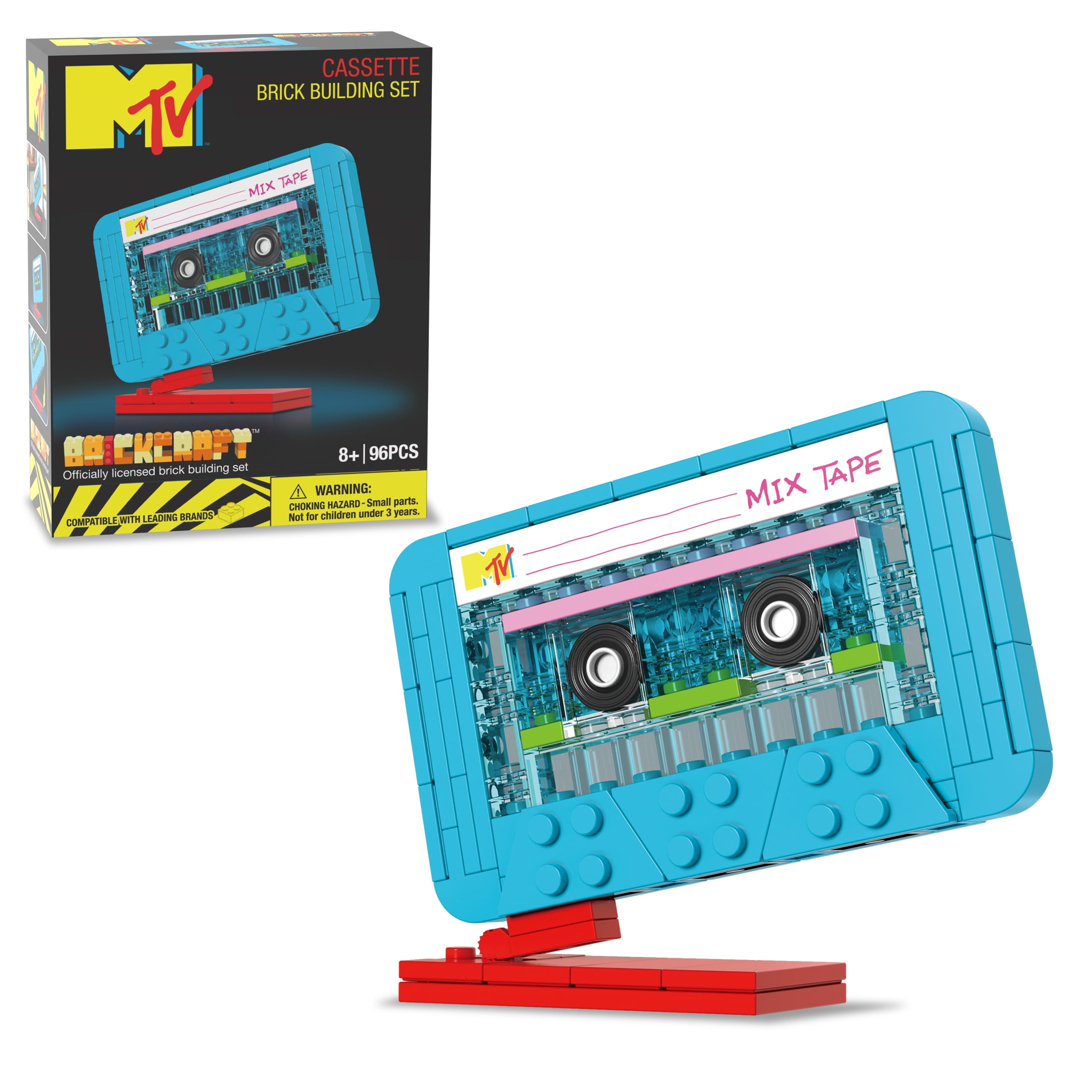 Brickcraft MTV Retro Builds: Cassette Brick Building Kit (96-Piece Set), Nostalgic Home Dcor Display, Creative Building Toy, Unique Collectible Gift Idea for Men or Women