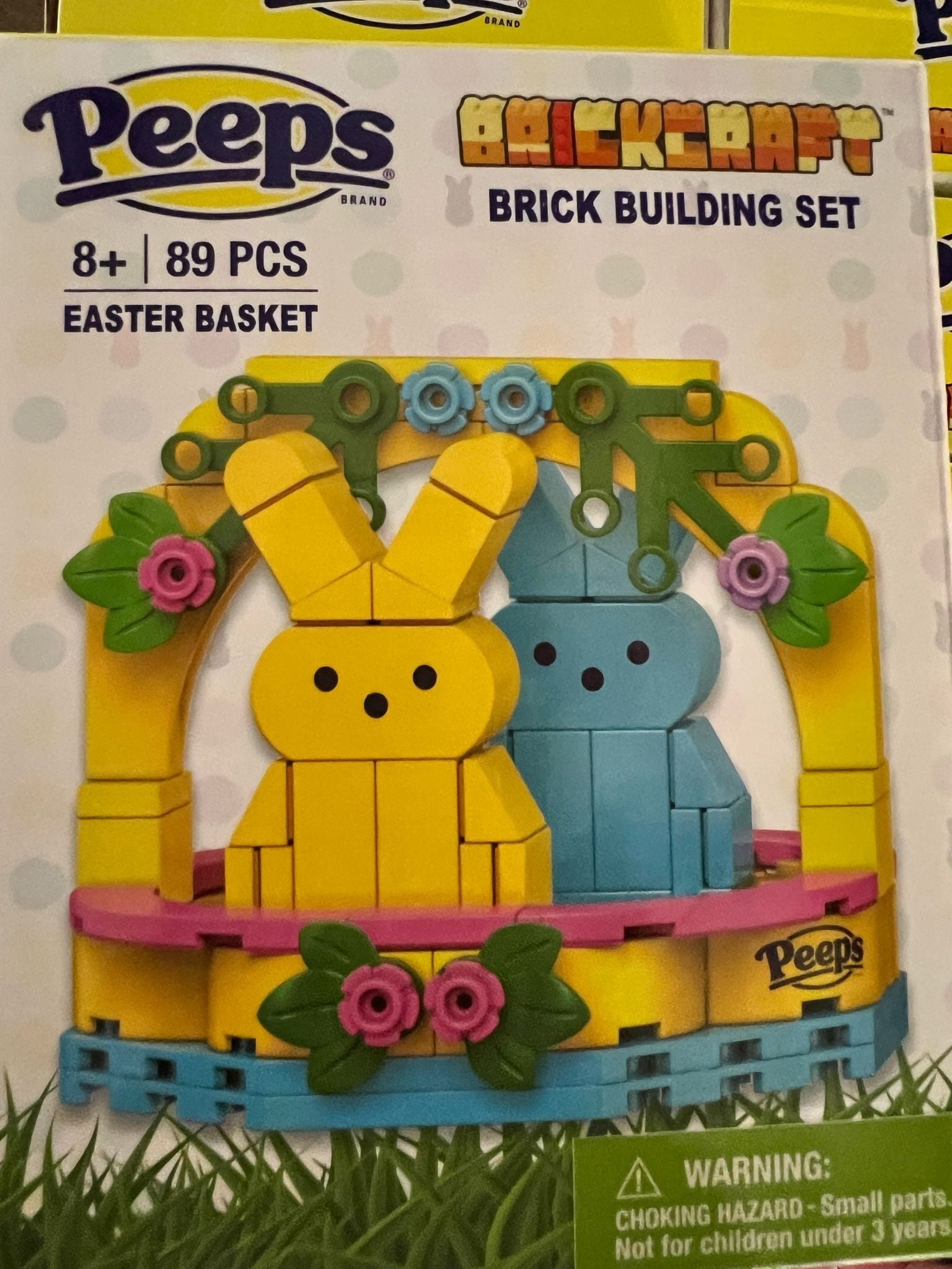 Brickcraft Peeps Easter Basket Building Kit 89-Piece Blue & Yellow Brick Set