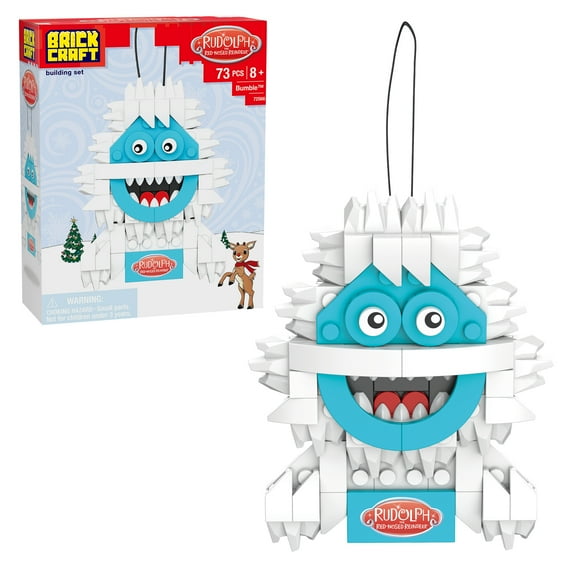 Brickcraft Rudolph Bumble The Abominable Snowman Ornament Brick Building Kit (73-Plastic Piece Set), Hanging Christmas Dcor, Holiday Gift Idea for Children, Adults, Friends and Family