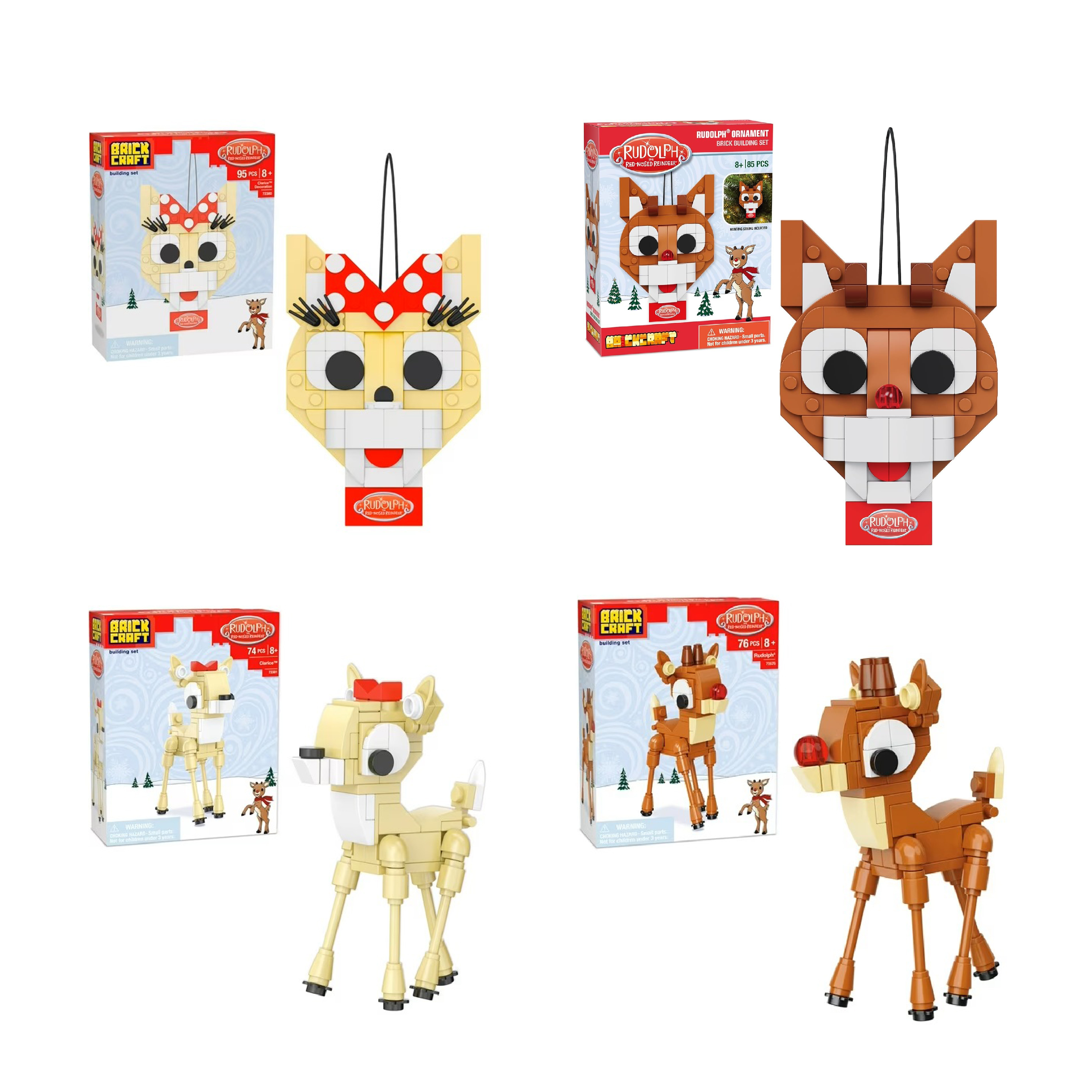 Brickcraft Rudolph the Red‑Nosed Reindeer 4‑Piece Holiday Bundle ...