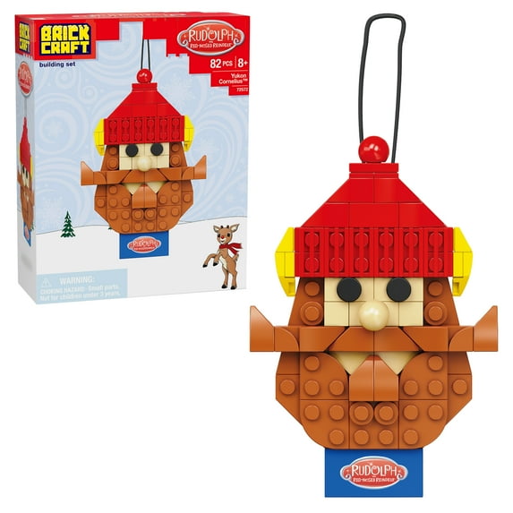 Brickcraft Rudolph Yukon Cornelius Ornament Brick Building Kit (82-Plastic Piece Set), Hanging Christmas Décor, Holiday Gift Idea for Children, Adults, Friends and Family