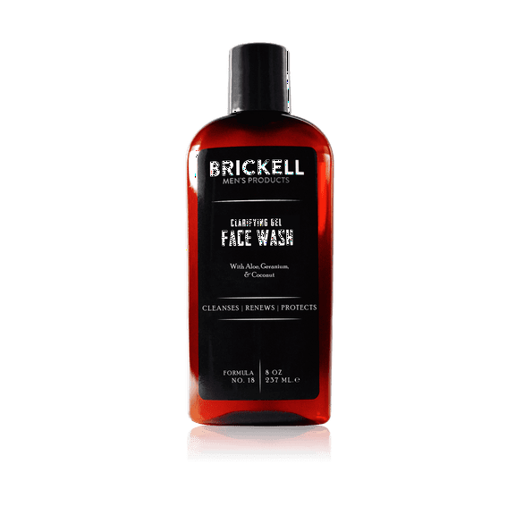 Brickell Men's Clarifying Face Wash Gel, Natural Cleanser with Aloe & Coconut, 8 oz, Scented