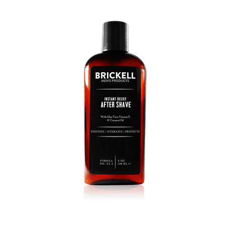 Brickell Men's Instant Relief Aftershave for Men, Soothing After Shave Balm to Prevent Razor Burn, With Aloe, Vitamin E, and Hyaluronic Acid, 4 Ounce, Scented